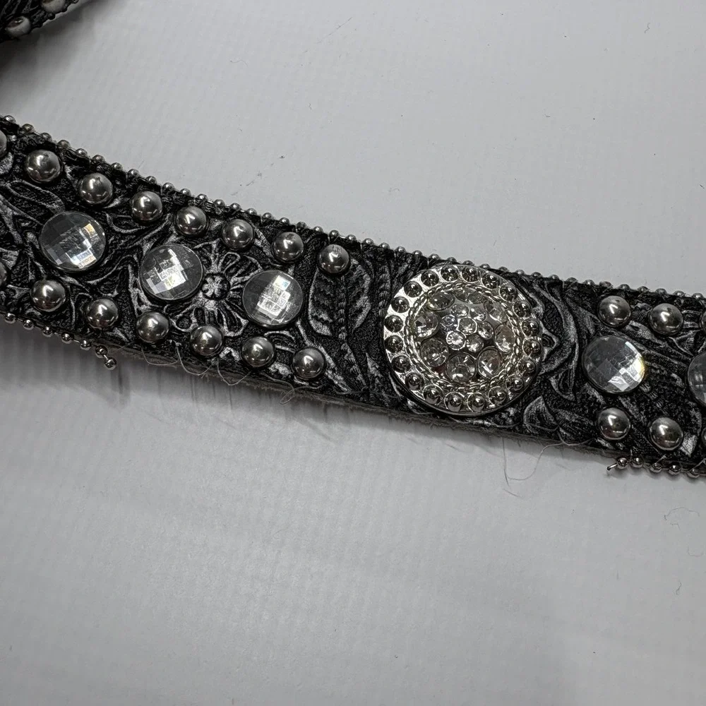 Blazin Roxx Womens Black Leather Rhinestone Western Belt N3513001-L Size Large